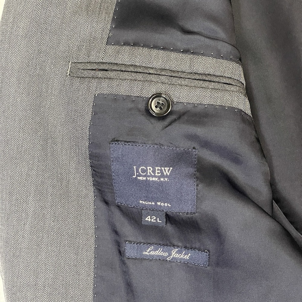 J. Crew Men's Ludlow 2010 Suit Jacket 100% Italian Wool Double Vent Blazer 42L - Picture 5 of 13